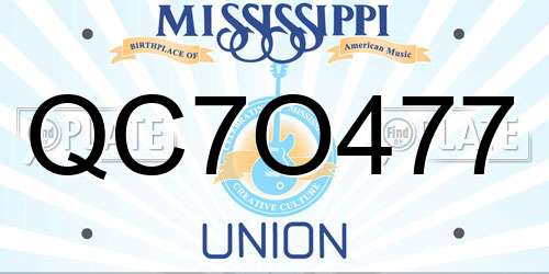 QC7O477 Mississippi License Plate