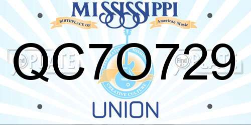 QC7O729 Mississippi License Plate