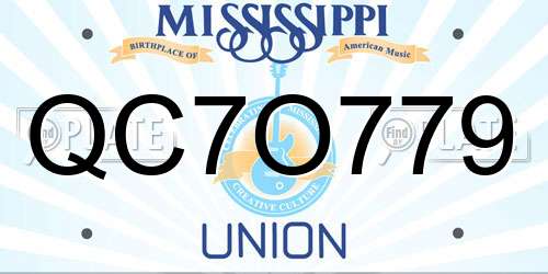 QC7O779 Mississippi License Plate