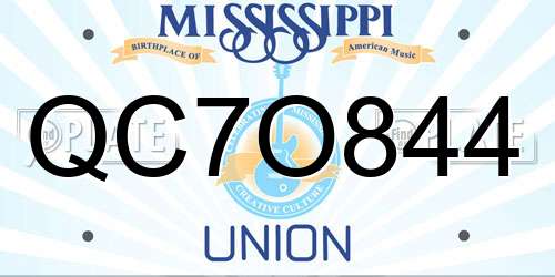 QC7O844 Mississippi License Plate