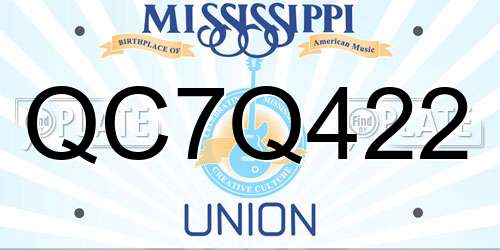 QC7Q422 Mississippi License Plate