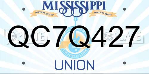 QC7Q427 Mississippi License Plate