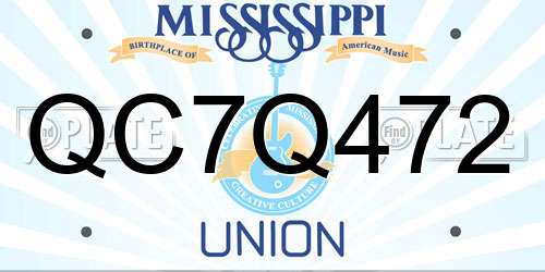 QC7Q472 Mississippi License Plate