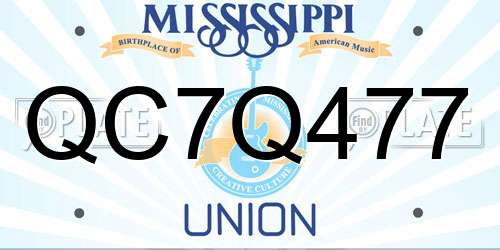 QC7Q477 Mississippi License Plate