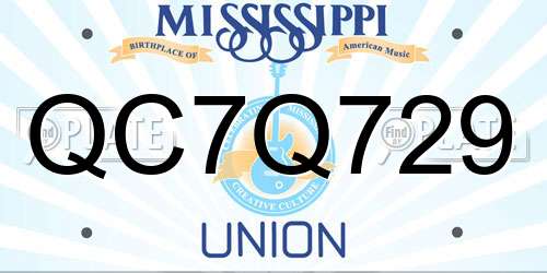 QC7Q729 Mississippi License Plate