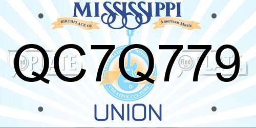 QC7Q779 Mississippi License Plate