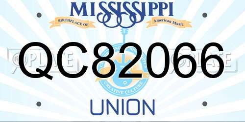 QC82066 Mississippi License Plate