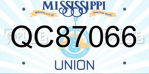 QC87066 Mississippi License Plate