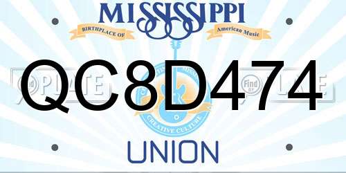 QC8D474 Mississippi License Plate