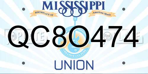 QC8O474 Mississippi License Plate