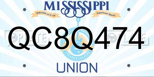QC8Q474 Mississippi License Plate
