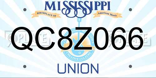 QC8Z066 Mississippi License Plate
