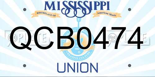 QCB0474 Mississippi License Plate