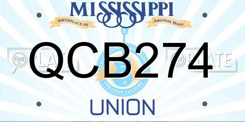 QCB274 Mississippi License Plate