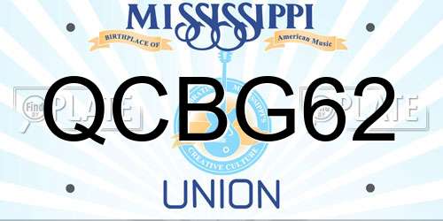 QCBG62 Mississippi License Plate
