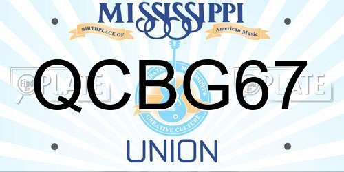 QCBG67 Mississippi License Plate