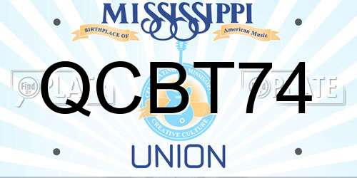 QCBT74 Mississippi License Plate