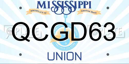 QCGD63 Mississippi License Plate