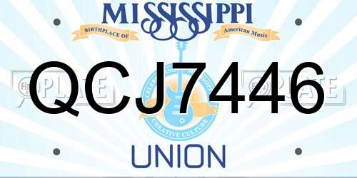 QCJ7446 Mississippi License Plate