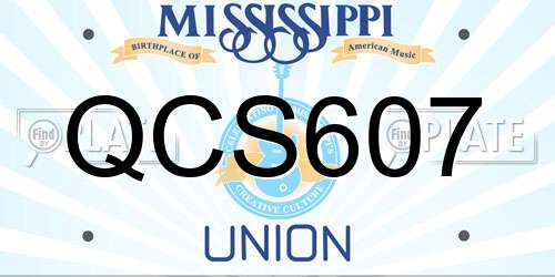 QCS607 Mississippi License Plate