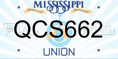 QCS662 Mississippi License Plate