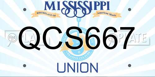 QCS667 Mississippi License Plate