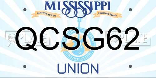 QCSG62 Mississippi License Plate