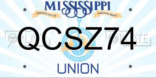 QCSZ74 Mississippi License Plate