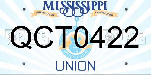 QCT0422 Mississippi License Plate