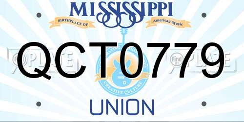 QCT0779 Mississippi License Plate
