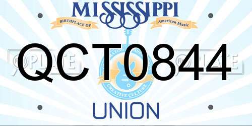 QCT0844 Mississippi License Plate