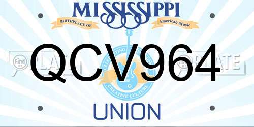 QCV964 Mississippi License Plate