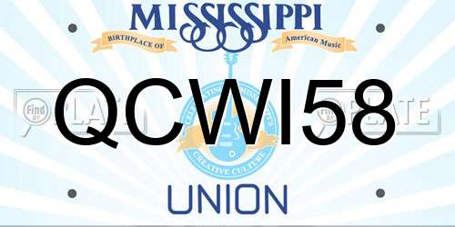 QCWI58 Mississippi License Plate