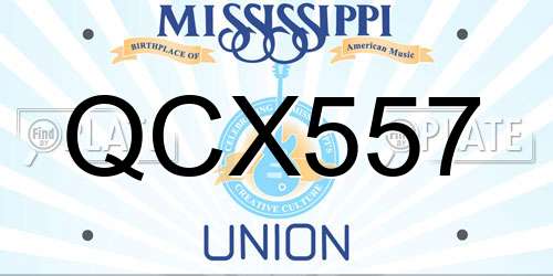 QCX557 Mississippi License Plate