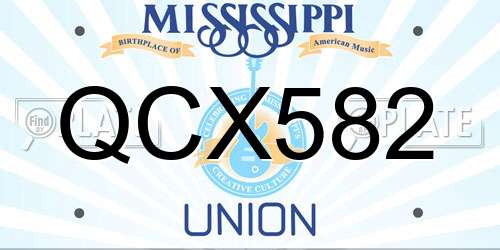QCX582 Mississippi License Plate