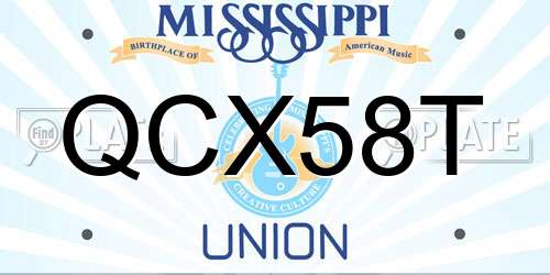 QCX58T Mississippi License Plate