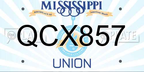 QCX857 Mississippi License Plate