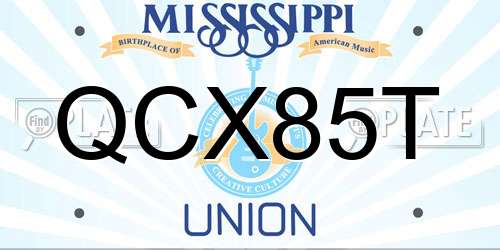 QCX85T Mississippi License Plate