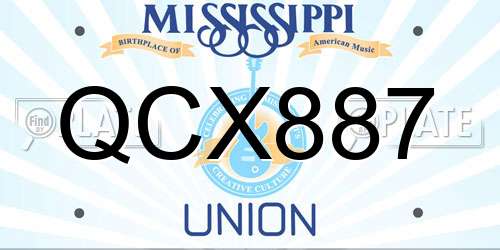 QCX887 Mississippi License Plate