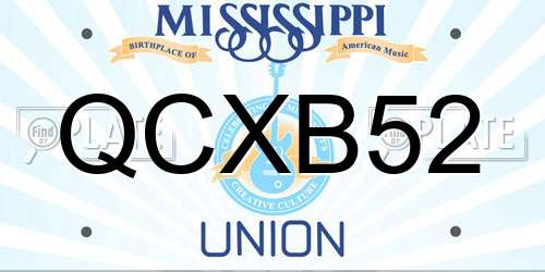 QCXB52 Mississippi License Plate
