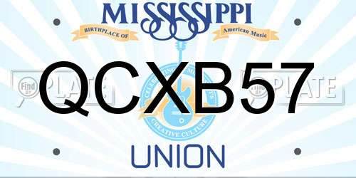 QCXB57 Mississippi License Plate