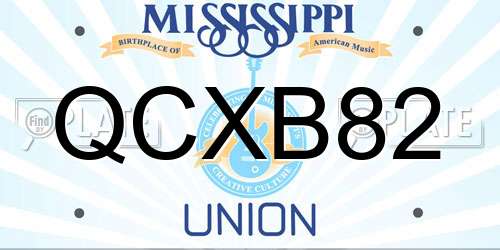 QCXB82 Mississippi License Plate