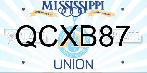 QCXB87 Mississippi License Plate
