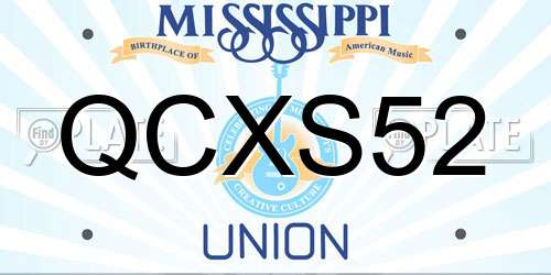QCXS52 Mississippi License Plate