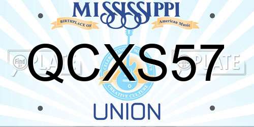QCXS57 Mississippi License Plate