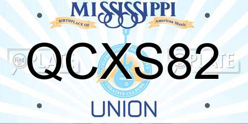 QCXS82 Mississippi License Plate