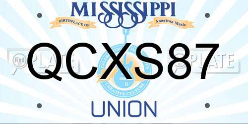 QCXS87 Mississippi License Plate
