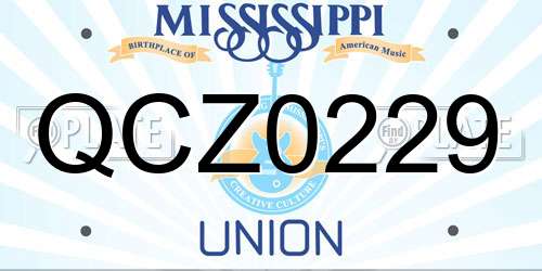 QCZ0229 Mississippi License Plate