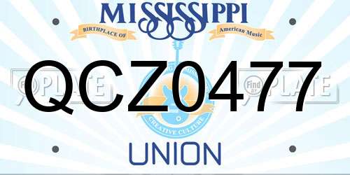QCZ0477 Mississippi License Plate