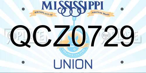 QCZ0729 Mississippi License Plate
